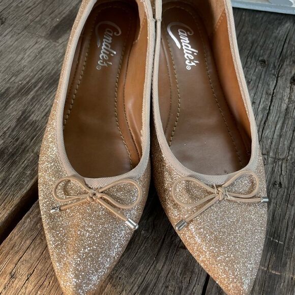 Candies Gold Metallic Flats Size 6M EUC - Picture 1 of 6